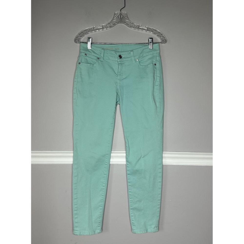 Talbots Signiture Slim Ankle Jeans 2P/26 Aqua Blue Classic Preppy Happy